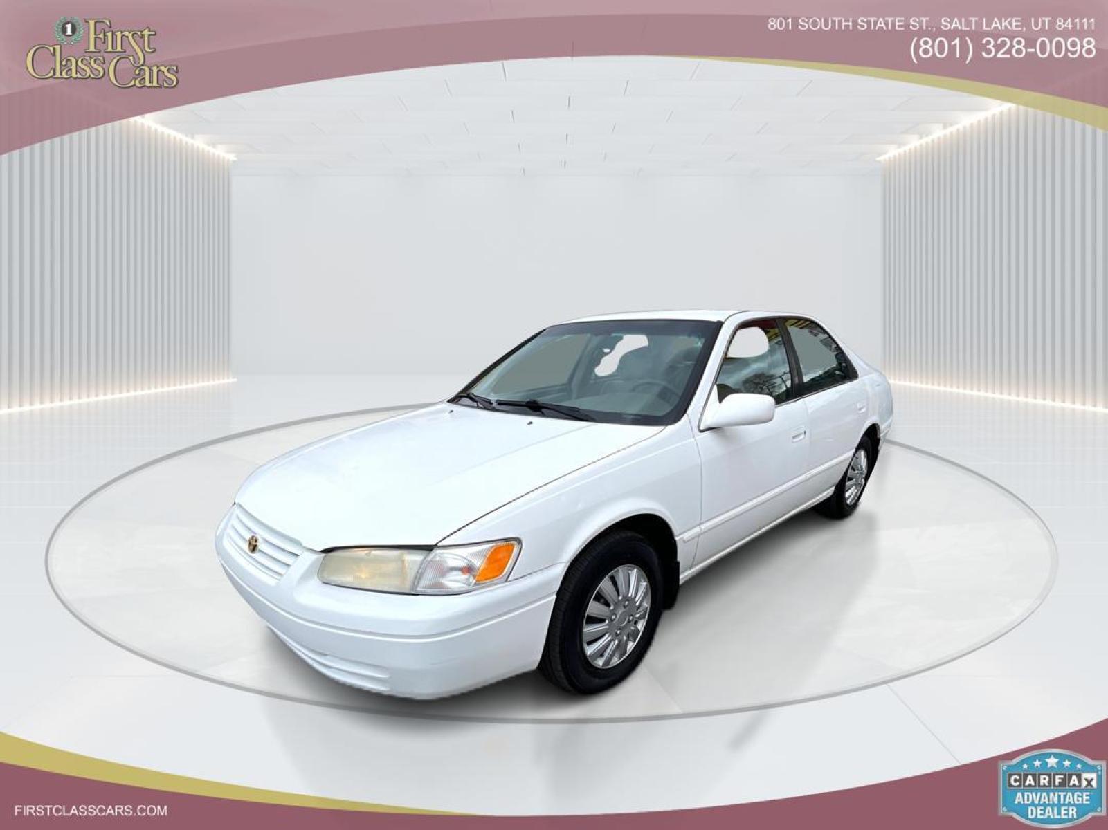 1999 Pure White /Tan Toyota Camry LE (JT2BG28KXX0) with an 2.2Liter 4 Cylinder engine, Automatic transmission, located at 801 South State Street, Salt Lake City, UT, 84111, (801) 328-0098, 40.751953, -111.888206 - Top Features:Cloth Seats, ABS Brakes, CD Audio, Power Mirrors, Side Airbags, AM/FM Stereo, Cassette Player, Power Seat(s), Air Conditioning, Cruise Control, Power Windows, Automatic Transmission, Power Locks, Rear Defroster "Experience unbeatable reliability with this 1999 used Toyota Camry. Boas - Photo #0
