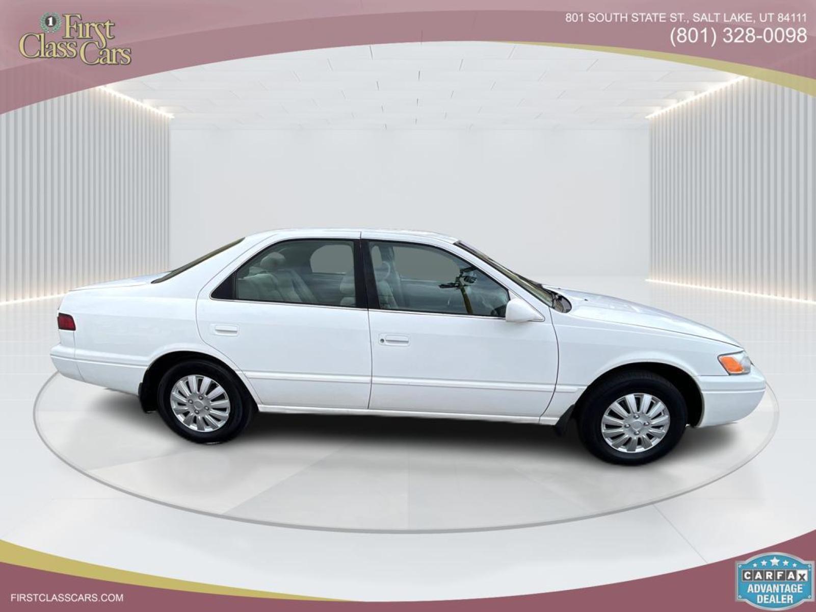 1999 Pure White /Tan Toyota Camry LE (JT2BG28KXX0) with an 2.2Liter 4 Cylinder engine, Automatic transmission, located at 801 South State Street, Salt Lake City, UT, 84111, (801) 328-0098, 40.751953, -111.888206 - Top Features:Cloth Seats, ABS Brakes, CD Audio, Power Mirrors, Side Airbags, AM/FM Stereo, Cassette Player, Power Seat(s), Air Conditioning, Cruise Control, Power Windows, Automatic Transmission, Power Locks, Rear Defroster "Experience unbeatable reliability with this 1999 used Toyota Camry. Boas - Photo #2
