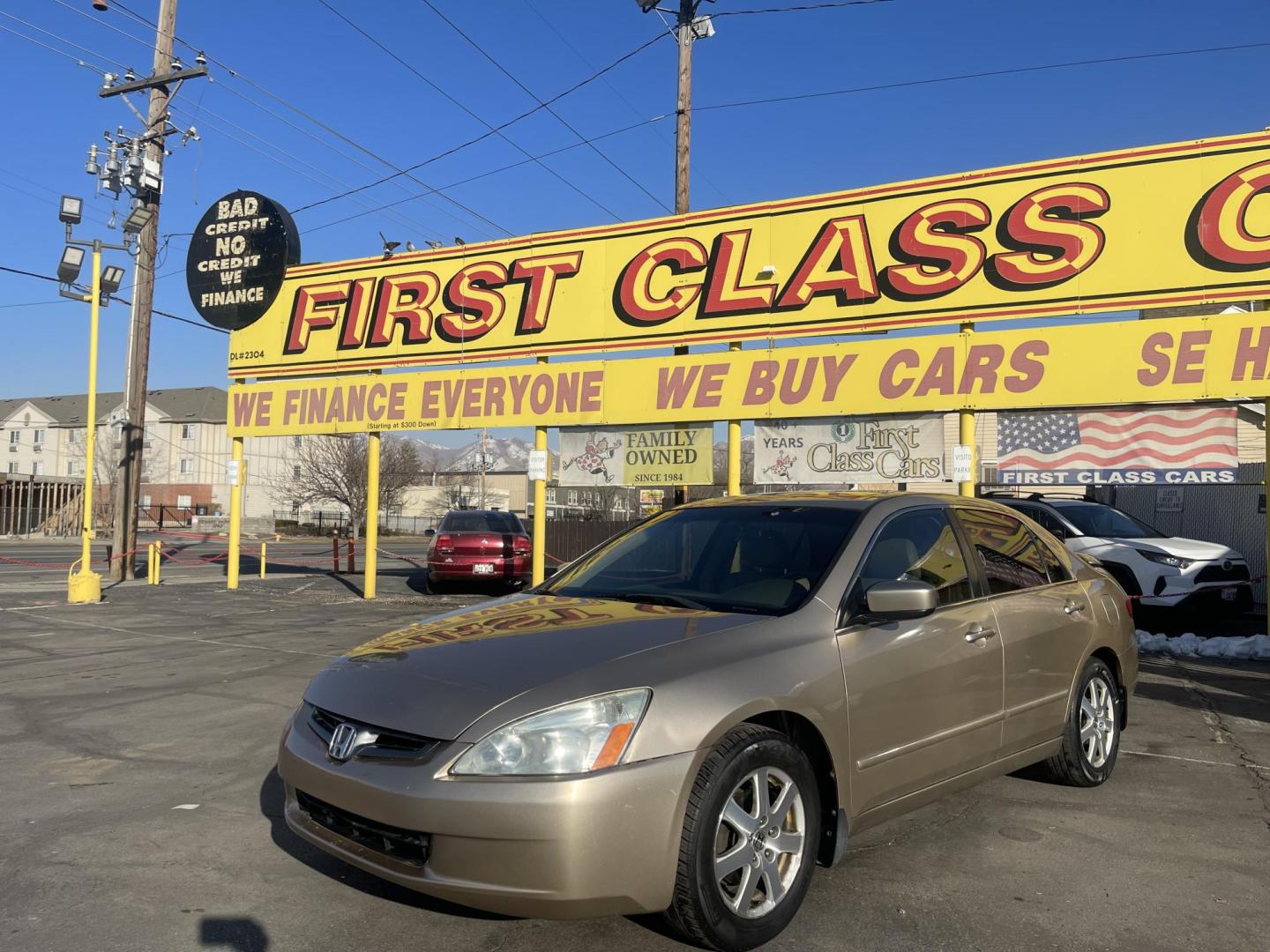 2005 Naples Gold Metallic /Tan Honda Accord EX (1HGCM66585A) with an 3.0Liter V6 engine, Automatic transmission, located at 801 South State Street, Salt Lake City, UT, 84111, (801) 328-0098, 40.751953, -111.888206 - Features: Alloy Wheels, Satellite Radio Ready, Front Seat Heaters, Sunroof(s), Leather Seats, ABS Brakes, CD Audio, Power Mirrors, Rear Spoiler, AM/FM Stereo, Cruise Control, Power Seat(s), Side Airbags, Air Conditioning, Overhead Airbags,	Power Windows, Traction Control, Automatic Transmission, Po - Photo#0