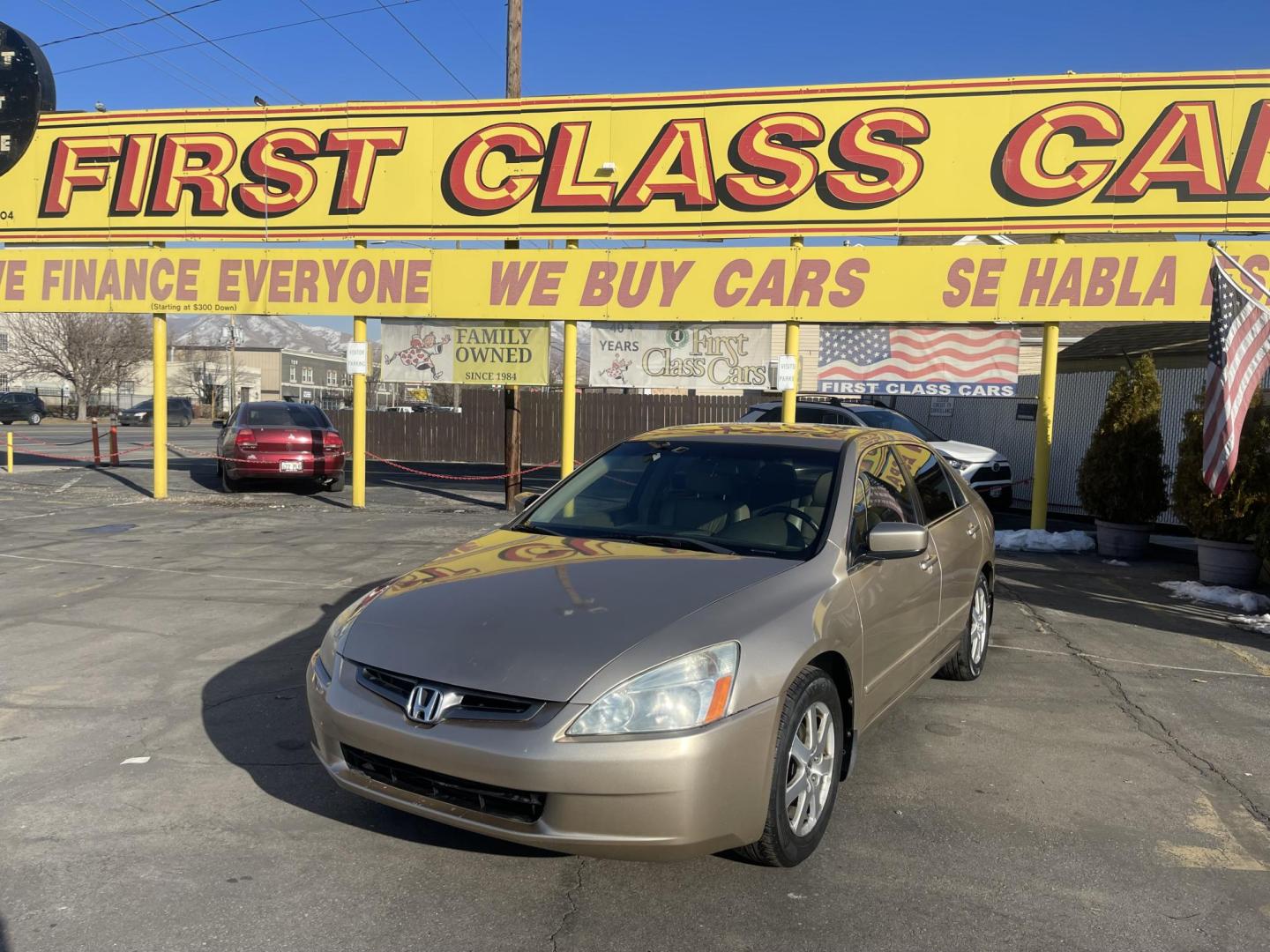 2005 Naples Gold Metallic /Tan Honda Accord EX (1HGCM66585A) with an 3.0Liter V6 engine, Automatic transmission, located at 801 South State Street, Salt Lake City, UT, 84111, (801) 328-0098, 40.751953, -111.888206 - Features: Alloy Wheels, Satellite Radio Ready, Front Seat Heaters, Sunroof(s), Leather Seats, ABS Brakes, CD Audio, Power Mirrors, Rear Spoiler, AM/FM Stereo, Cruise Control, Power Seat(s), Side Airbags, Air Conditioning, Overhead Airbags,	Power Windows, Traction Control, Automatic Transmission, Po - Photo#1