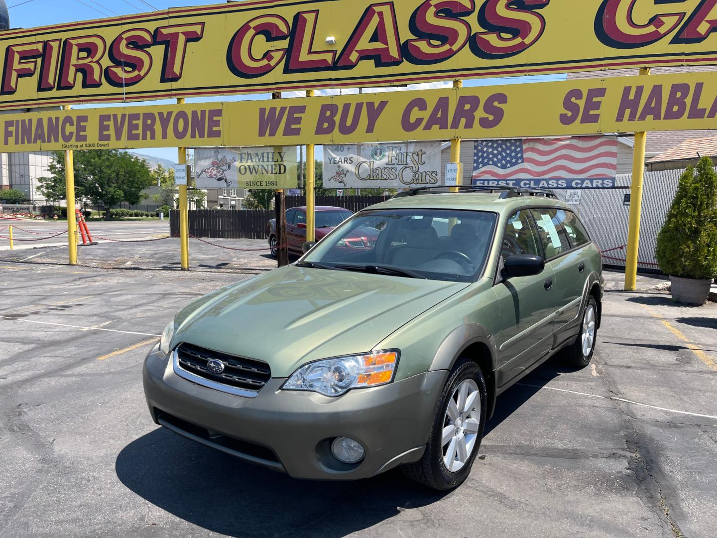 2007 Evergreen Frost Metallic /Tan Subaru Outback Crossover Wagon (4S4BP61CX77) with an 2.5L H4 engine, Automatic transmission, located at 801 South State Street, Salt Lake City, UT, 84111, (801) 328-0098, 40.751953, -111.888206 - Features: 4WD/AWD, Alloy Wheels, Cloth Seats, Front Seat Heaters, ABS Brakes, Auxiliary Audio Input, Overhead Airbags, Rear Defroster, AM/FM Stereo, CD Audio, Power Locks, Side Airbags, Air Conditioning, Cruise Control, Power Mirrors, Automatic Transmission, Full Roof Rack, Power Windows. - Photo#1