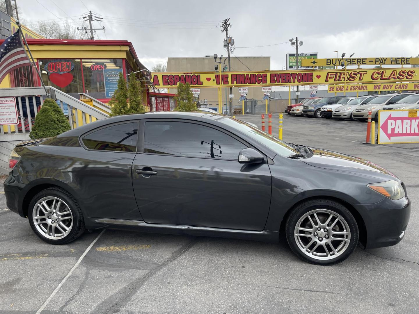 2010 Mineral Gray Metallic /BLACK Scion tC Sports Coupe 4-Spd AT (JTKDE3B74A0) with an 2.4L L4 DOHC 16V engine, 4-Speed Automatic transmission, located at 801 South State Street, Salt Lake City, UT, 84111, (801) 328-0098, 40.751953, -111.888206 - Clean title! Clean Carfax no accidents reported on Carfax history report! Vehicle has been meticulously maintained according to the Carfax report. Good on gas the 2010 Scion tC with the 2.4L automatic engine is EPA-estimated to get 21 mpg in the city and 29 mpg on the highway. Features: Alloy Whee - Photo#5