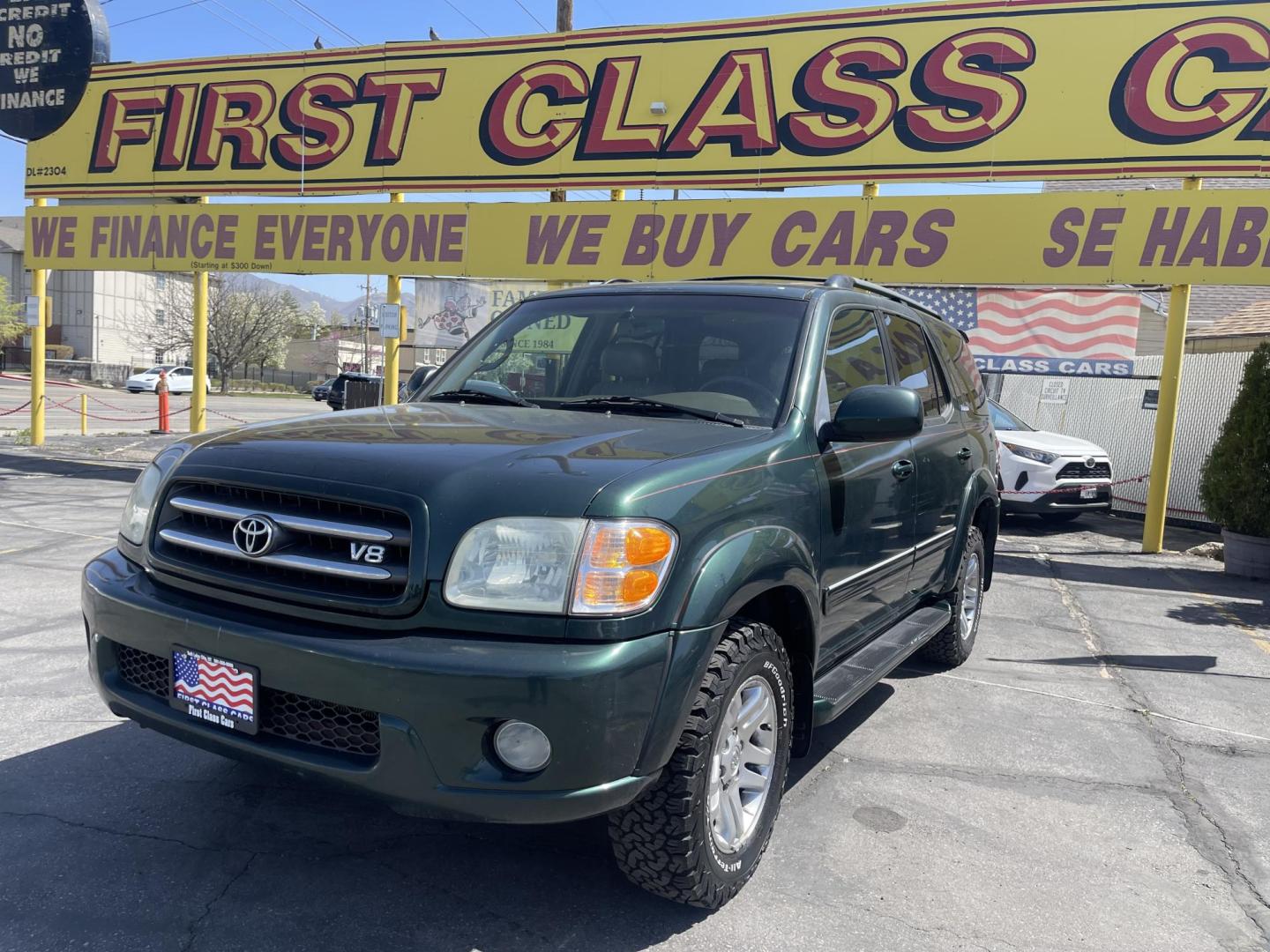 2004 Emerald Green /Tan Toyota Sequoia Limited 4WD (5TDBT48A44S) with an 4.7L V8 DOHC 32V engine, 4-Speed Automatic Overdrive transmission, located at 801 South State Street, Salt Lake City, UT, 84111, (801) 328-0098, 40.751953, -111.888206 - Clean title! No accidents on Carfax! Hard to find Sequoia with 4x4! Real nice 3rd row seating perfect family vehicle!!! Features: 20 Inch Plus Wheels, Rear Air Conditioning, 4WD/AWD, Rear Entertainment System, Alloy Wheels, Running Boards, Front Seat Heaters, Sunroof(s), JBL Sound System, Third Row - Photo#1