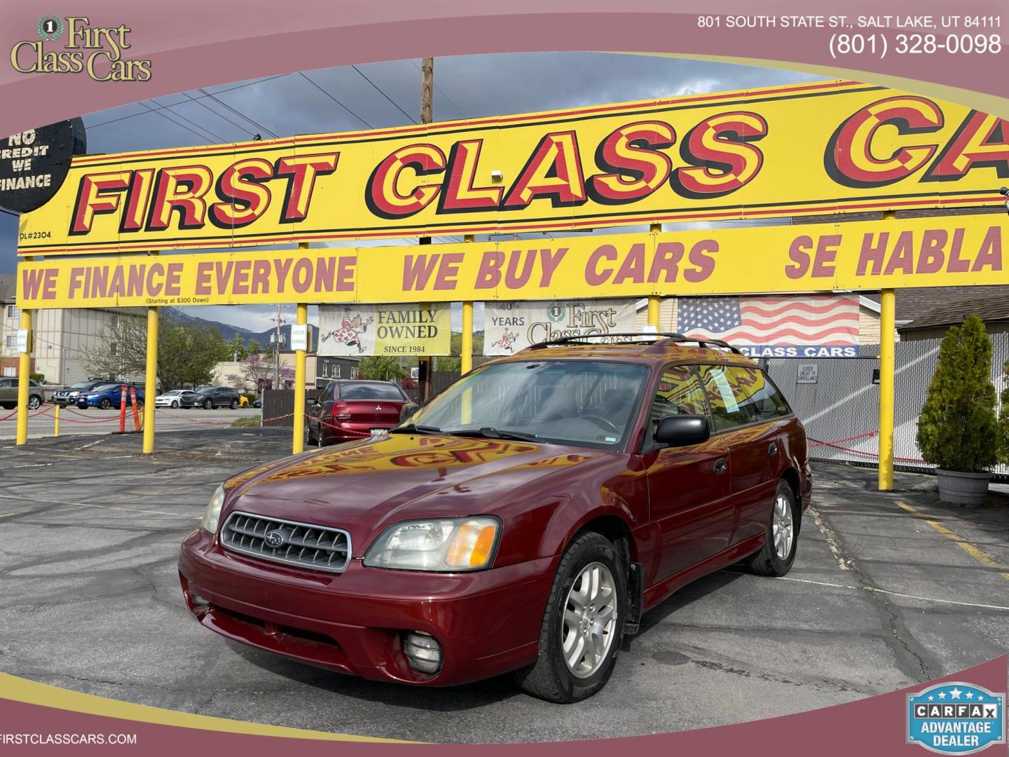 2003 Rallye Red /Tan Subaru Outback Wagon w/ All-weather Package (4S3BH675837) with an 2.5L H4 SOHC 16V engine, 4-Speed Automatic Overdrive transmission, located at 801 South State Street, Salt Lake City, UT, 84111, (801) 328-0098, 40.751953, -111.888206 - AWD! 2.5Liter 4 cylinder good on gas! Clean title! No accidents on Carfax, vehicle has a clean Carfax and has been meticulously maintained according to Carfax over 68 service records reported to Carfax that include maintenance, oil changes timing belt and several other records!!! Features: AWD, Pow - Photo#0