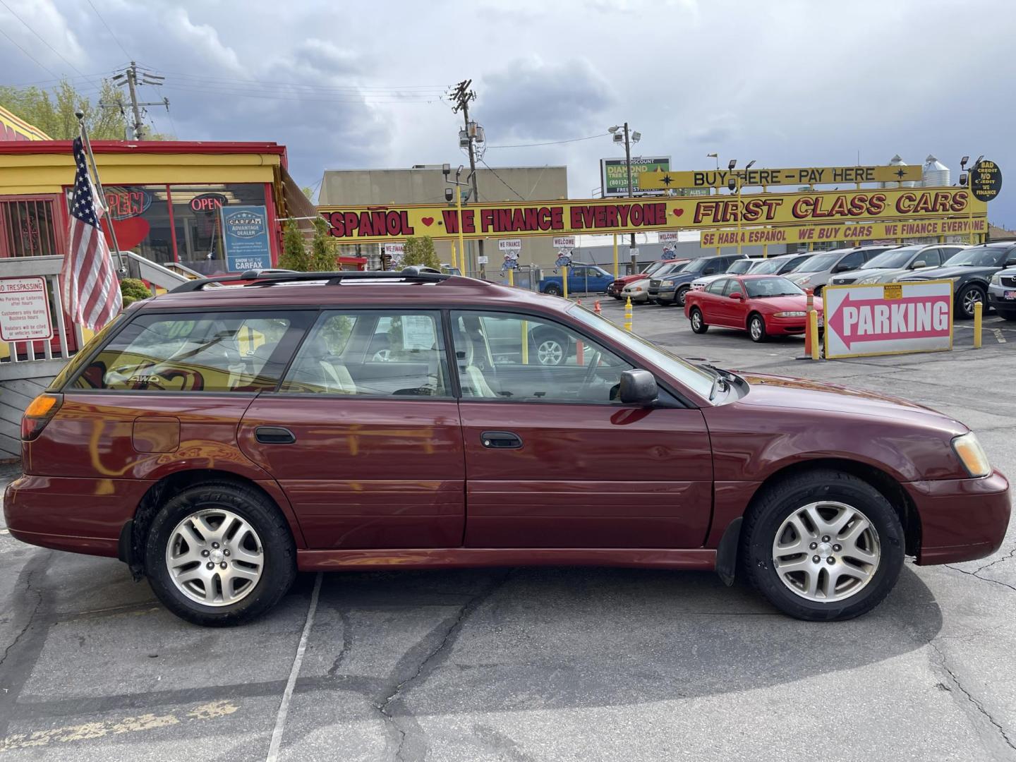2003 Rallye Red /Tan Subaru Outback Wagon w/ All-weather Package (4S3BH675837) with an 2.5L H4 SOHC 16V engine, 4-Speed Automatic Overdrive transmission, located at 801 South State Street, Salt Lake City, UT, 84111, (801) 328-0098, 40.751953, -111.888206 - AWD! 2.5Liter 4 cylinder good on gas! Clean title! No accidents on Carfax, vehicle has a clean Carfax and has been meticulously maintained according to Carfax over 68 service records reported to Carfax that include maintenance, oil changes timing belt and several other records!!! Features: AWD, Pow - Photo#4