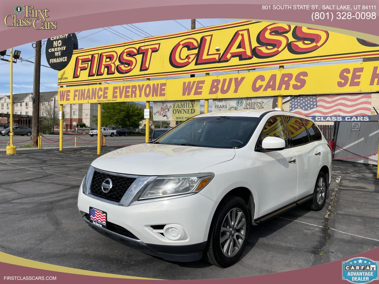 2013 Super White /Black Nissan Pathfinder LE 4WD (5N1AR2MM9DC) with an 3.5L V6 DOHC 24V engine, Continuously Variable Transmission transmission, located at 801 South State Street, Salt Lake City, UT, 84111, (801) 328-0098, 40.751953, -111.888206 - Clean title only 2 owners on Carfax! Spacious 3rd row seating! Perfect family vehicle! Carfax shows regular service history! Vehicle has been maintained and kept in good condition by previous owners! Perfect all year vehicle with 4 wheel drive! Features: 4x4, Alloy Wheels, Rear Air Conditioning, C - Photo#0