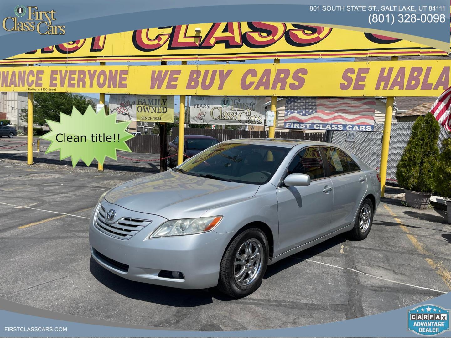 2007 Silver Sky Metallic /Tan Toyota Camry LE V6 (4T1BK46K47U) with an 3.5L V6 DOHC 24V engine, 6-Speed Automatic Overdrive transmission, located at 801 South State Street, Salt Lake City, UT, 84111, (801) 328-0098, 40.751953, -111.888206 - Clean title! Super low Miles for the year! No accidents on Carfax! 22 service records on Carfax that show regular maintenance and service including oil changes! From a dry climate area in Arizona has not been in the Utah snow yet! Approved for up to a 5 year warranty through our national warranty co - Photo#0