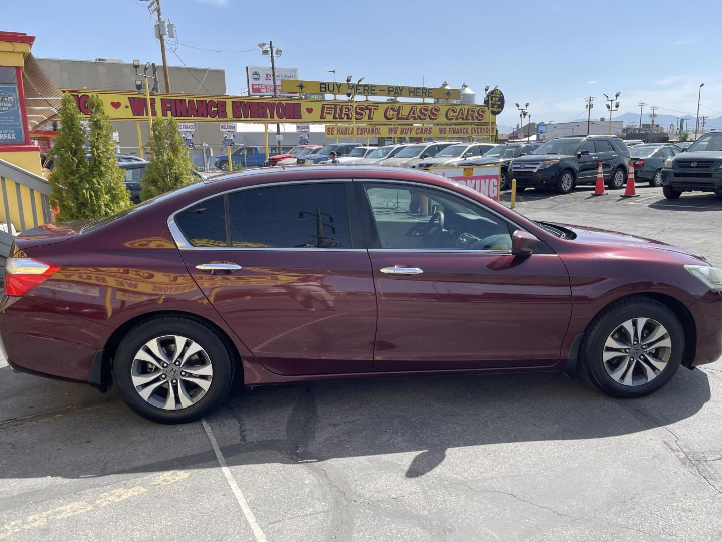 2013 Salsa Red Pearl /Tan Honda Accord LX Sedan CVT (1HGCR2F30DA) with an 2.4L L4 DOHC 16V engine, Continuously Variable Transmission transmission, located at 801 South State Street, Salt Lake City, UT, 84111, (801) 328-0098, 40.751953, -111.888206 - Clean title! Hard to find in immaculate condition inside and out! Real nice 4 door sedan!!! Features: Am/Fm/Cd, Aux input, Automatic, BlueTooth, 4 cylinder engine, Alloy wheels, newer tires!, cruise control, power windows, power locks, power mirrors, Cloth seats, equiped with Honda Earth dreams t - Photo#4