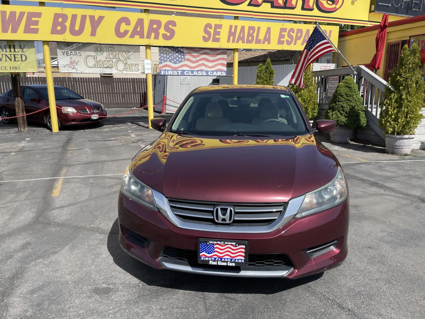 2013 Salsa Red Pearl /Tan Honda Accord LX Sedan CVT (1HGCR2F30DA) with an 2.4L L4 DOHC 16V engine, Continuously Variable Transmission transmission, located at 801 South State Street, Salt Lake City, UT, 84111, (801) 328-0098, 40.751953, -111.888206 - Clean title! Hard to find in immaculate condition inside and out! Real nice 4 door sedan!!! Features: Am/Fm/Cd, Aux input, Automatic, BlueTooth, 4 cylinder engine, Alloy wheels, newer tires!, cruise control, power windows, power locks, power mirrors, Cloth seats, equiped with Honda Earth dreams t - Photo#2
