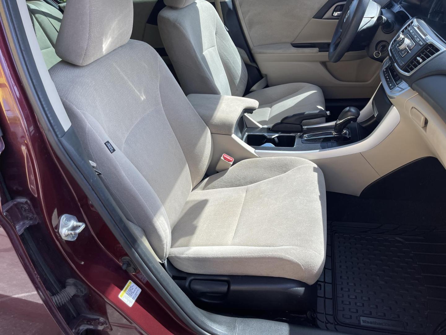 2013 Salsa Red Pearl /Tan Honda Accord LX Sedan CVT (1HGCR2F30DA) with an 2.4L L4 DOHC 16V engine, Continuously Variable Transmission transmission, located at 801 South State Street, Salt Lake City, UT, 84111, (801) 328-0098, 40.751953, -111.888206 - Clean title! Hard to find in immaculate condition inside and out! Real nice 4 door sedan!!! Features: Am/Fm/Cd, Aux input, Automatic, BlueTooth, 4 cylinder engine, Alloy wheels, newer tires!, cruise control, power windows, power locks, power mirrors, Cloth seats, equiped with Honda Earth dreams t - Photo#22