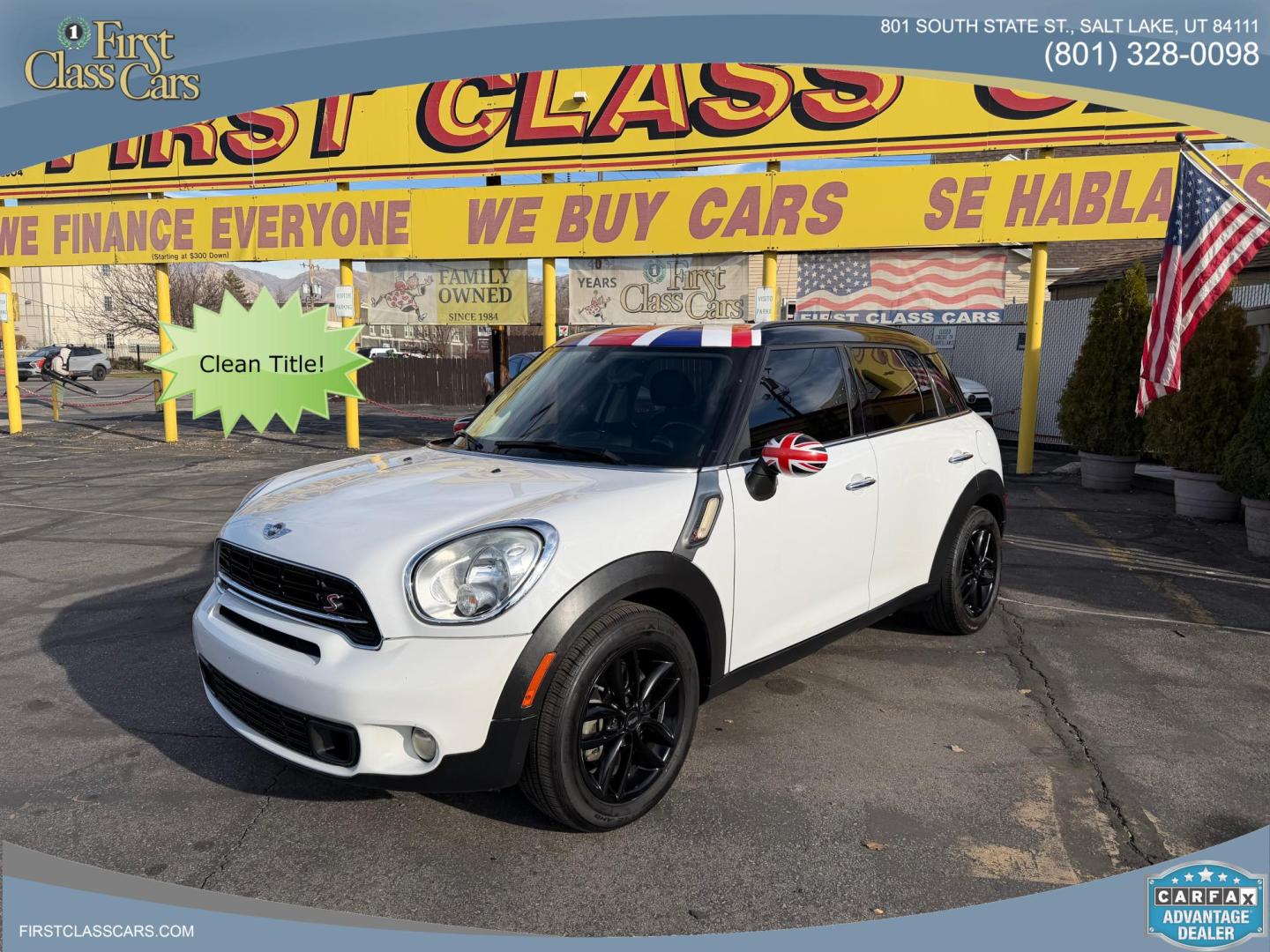 2015 Super White /Black Mini Countryman S (WMWZC3C57FW) with an 1.6L L4 DOHC 16V TURBO engine, Automatic transmission, located at 801 South State Street, Salt Lake City, UT, 84111, (801) 328-0098, 40.751953, -111.888206 - Clean title! Immaculate condition! Hard to find in this great condition as this one. Fully loaded nice car great on gas! Features: Countryman S package, Alloy wheels, leather seats, heated seats, automatic, power windows, power locks, power mirrors, low miles, gas saver, great fuel economy, newer - Photo#0