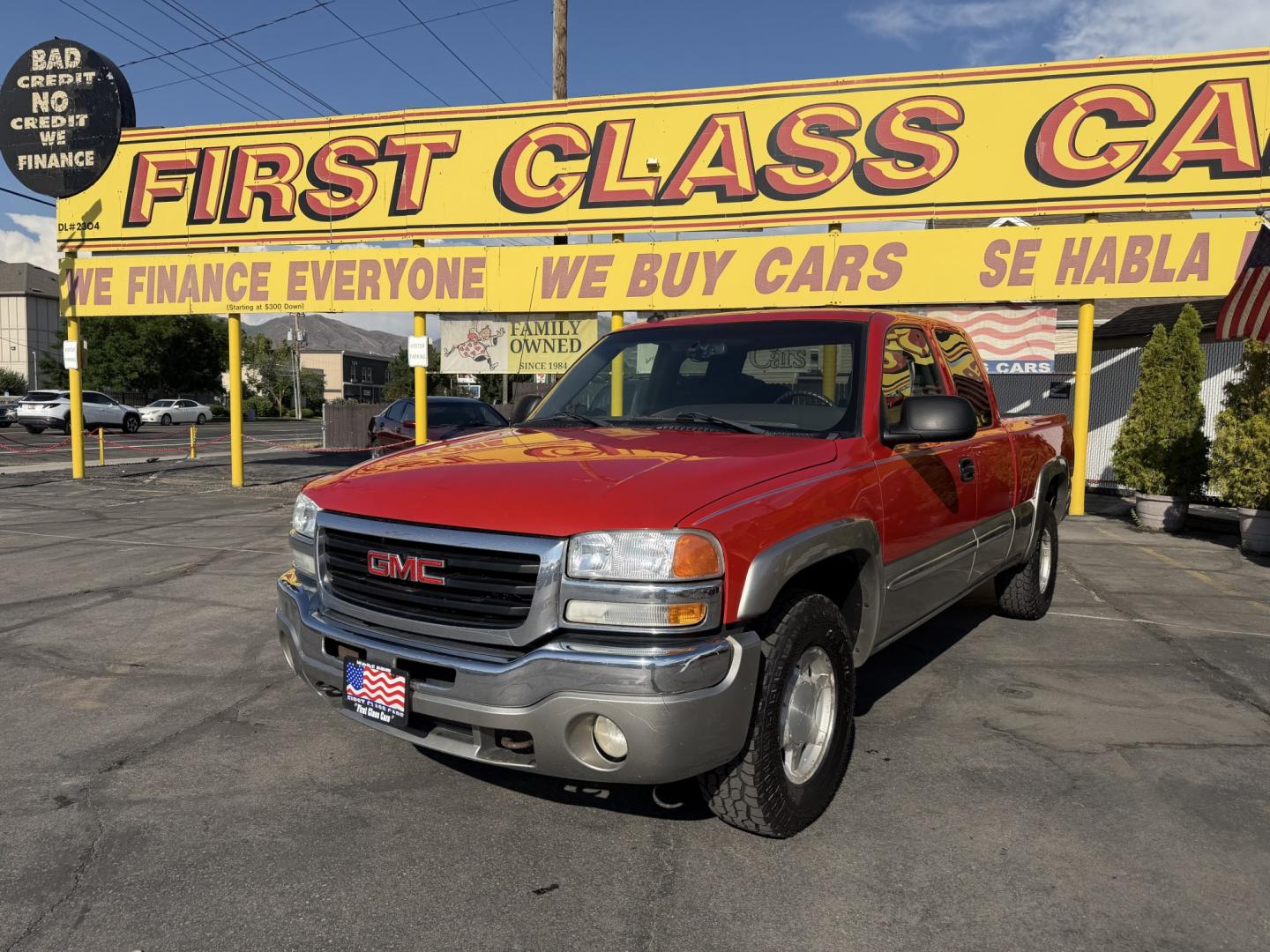 2003 Flame Red /Gray GMC Sierra 1500 Ext. Cab Long Bed 4WD (2GTEK19T031) with an 5.3L V8 OHV 16V engine, 4A OD transmission, located at 801 South State Street, Salt Lake City, UT, 84111, (801) 328-0098, 40.751953, -111.888206 - Clean title! Clean Carfax history report!!! Carfax shows no accidents vehicle has been meticulously maintained and had regular service according to Carfax!!! Approved for up to a 5 year warranty that can be added on to the vehicle you can get anywhere from a 3 month up to a 5 year warranty!!! Featu- Photo#1