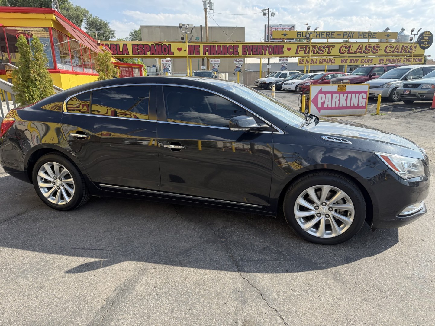 2014 Black /Brown Buick LaCrosse Leather Package (1G4GB5G37EF) with an 3.6L V6 DOHC 24V FFV engine, 6-Speed Automatic transmission, located at 801 South State Street, Salt Lake City, UT, 84111, (801) 328-0098, 40.751953, -111.888206 - Wow immaculate condition inside and out! This is a must see! Low miles only 96,652 that is very low for the year! Come in today and see for yourself how nice this Buick Lacrosse is! Approved for up to a 5 year warranty and passed all inspections! Clean title! Features: Leather-appointed seating,- Photo#3