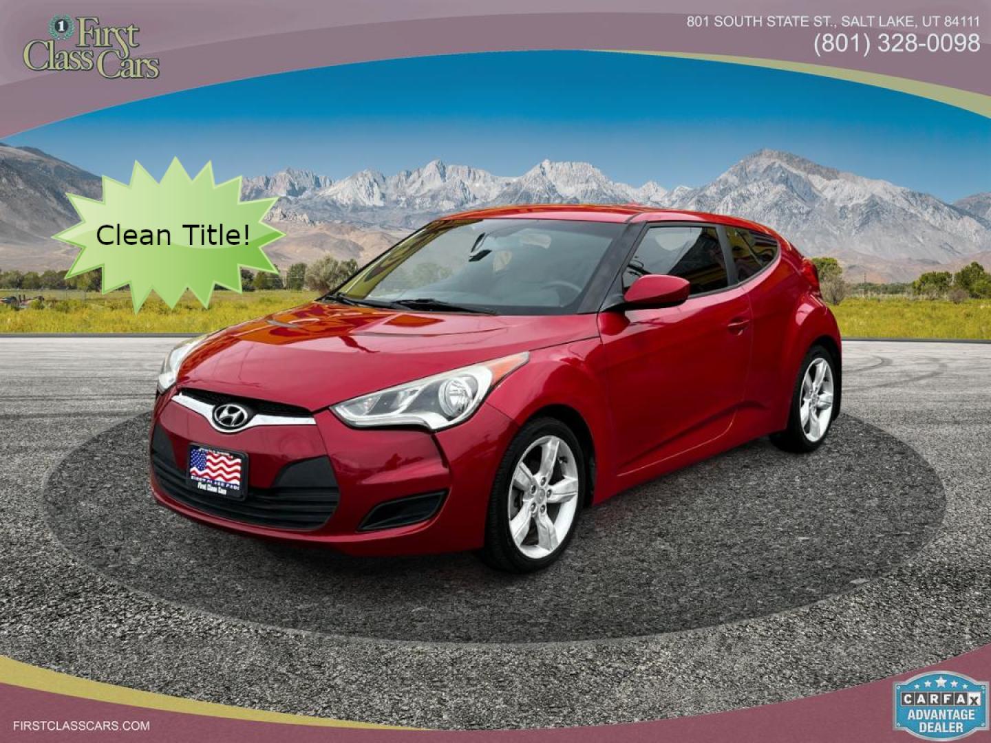 2013 Boston Red Pearl /Gray Cloth Hyundai Veloster (KMHTC6AD4DU) with an 1.6L I4 engine, Manual transmission, located at 801 South State Street, Salt Lake City, UT, 84111, (801) 328-0098, 40.751953, -111.888206 - Our service department is OPEN DAILY to help with any of your service needs. Please call for immediate appointment! Clean Title!! Extra clean!! Immaculate condition!! Free Carfax!! Must see!! Warranty available!! Free Carfax!!! Vehicle Features:ABS Brakes, Air Conditioning, Alloy Wheels, AM-FM - Photo#0